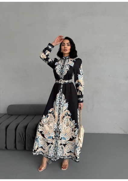 Atlas Kumaş Elbise (Kemer Dahildir)