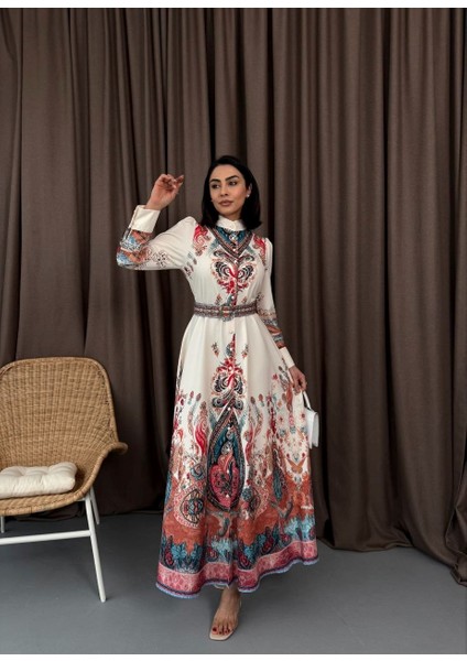 Atlas Kumaş Elbise (Kemer Dahildir)