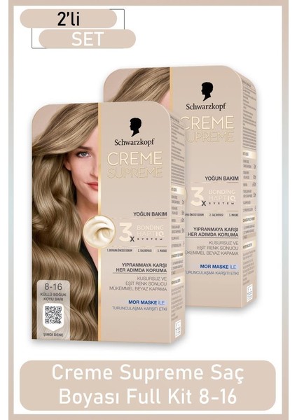 Creme Supreme Full Kit 8-16 Küllü Soğuk Koyu Sarı x 2 Adet