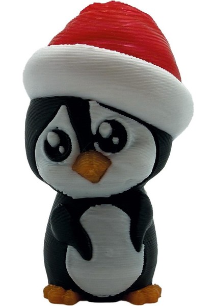 Sevimli Yılbaşı Şapkası Takmış Penguen Anahtarlık