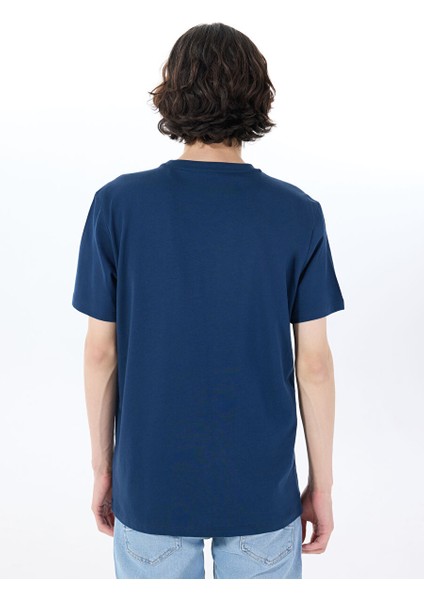 Lacivert Erkek Relaxed Baskılı T-Shirt M5SM-TST1291 indirimleri