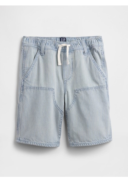 Erkek Çocuk Mavi Pull-On Slim Denim Carpenter Şort