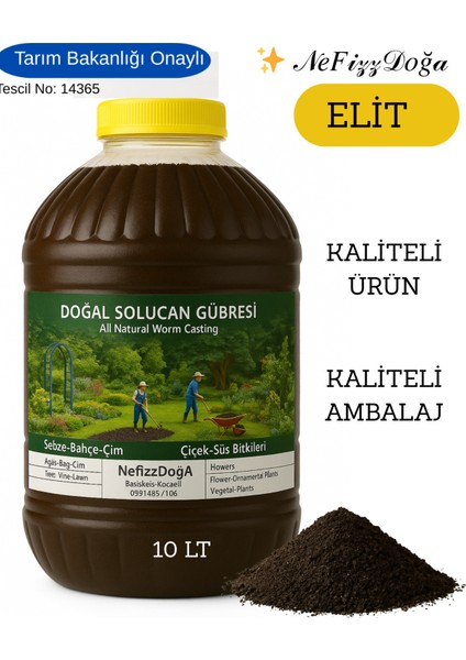 %100 Doğal Solucan Gübresi - 10 Litre (Elit)