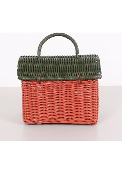 Renkli Ev 23X20X13 Cm. Rattan Ev Dekoratif Çanta- Sepet modelleri