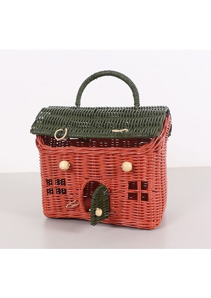 Renkli Ev 23X20X13 Cm. Rattan Ev Dekoratif Çanta- Sepet indirimleri