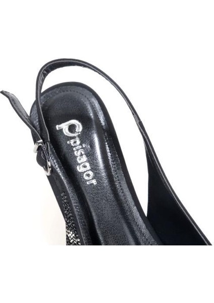 PS-32370 Kadın 4 cm Arkası Açık Taşlı Abiye Stiletto Ayakkabı