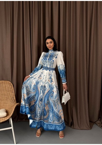 Atlas Kumaş Elbise (Kemer Dahildir)