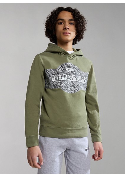 Yeşil Erkek Çocuk Kapüşonlu Uzun Kollu Sweatshirt NP0A4GXDGAE1 K B-Pınzon