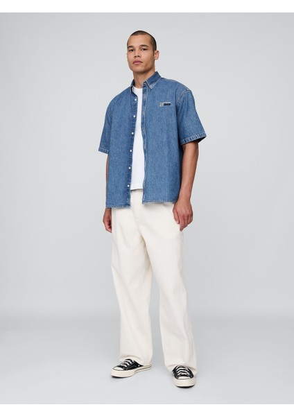 Erkek Denim Mavi Gap Logo Denim Big Gömlek indirimleri