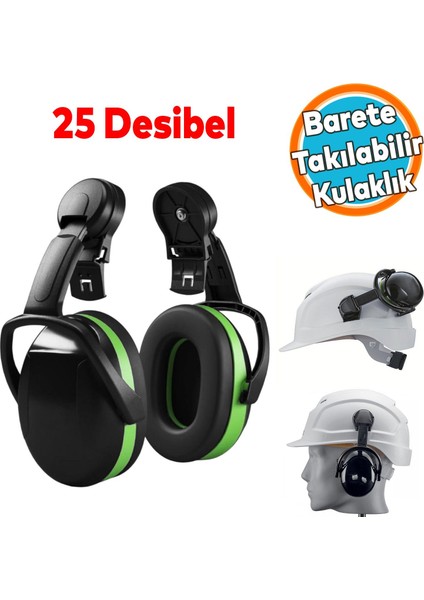Kulak Işitme Koruyucu Barete Takılabilir Manşonlu Kulaklık Gürültü Önleme 25 Db Ses Koruma 1 Adet