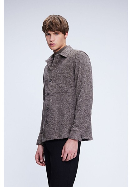 Kahverengi Regular Fit Pamuklu Overshirt Gömlek Ceket