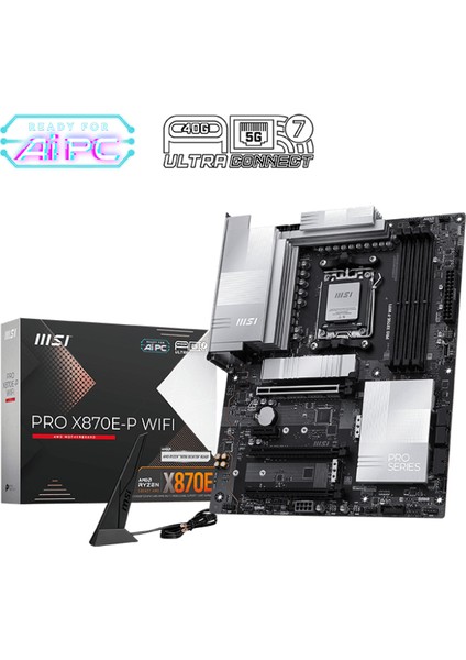 Msı Pro X870E-P Wıfı Am5 Ddr5 8200MHZ(OC) 3x M.2 Usb4 Gbps HDMI 5g Lan Wıfı 7 Rgb Atx