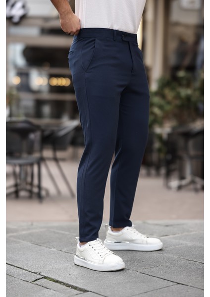 Erkek Lacivert Italyan Kesim Slim Fit Kaliteli Esnek Likralı Bilek Boy Kumaş Pantolon indirimleri