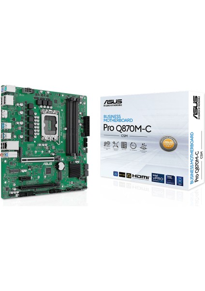 Pro Q870M-C-CSM Intel Q870 LGA1851 Ddr5 6400 2xdp HDMI Çift M2 Usb3.2 Tpm Matx Intel Vpro Desteği. Asus Control Center Express