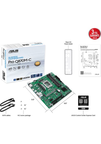 Pro Q870M-C-CSM Intel Q870 LGA1851 Ddr5 6400 2xdp HDMI Çift M2 Usb3.2 Tpm Matx Intel Vpro Desteği. Asus Control Center Express fırsatları