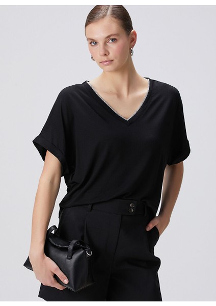 Siyah Kadın Basic T-Shirt 1094709 fırsatları