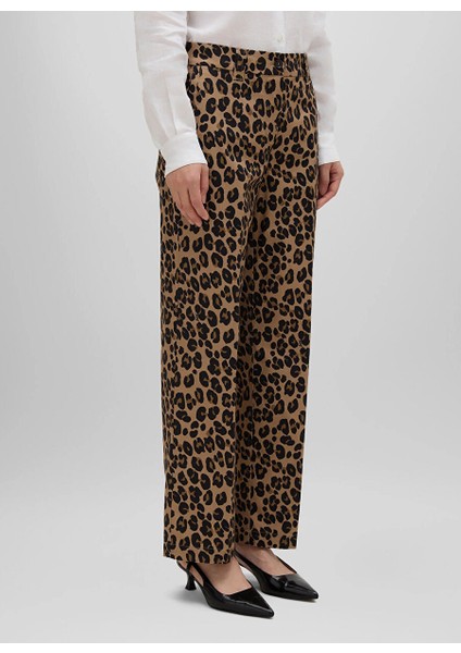 Kahverengi Kadın Standart Leopar Pantolon G 0186 L110