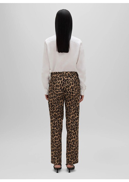 Kahverengi Kadın Standart Leopar Pantolon G 0186 L110