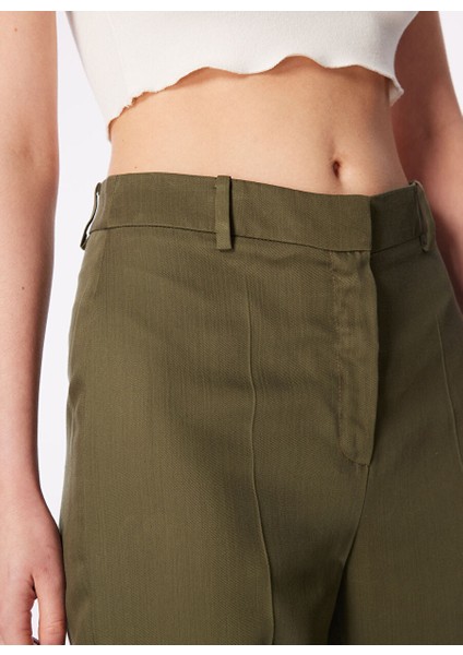 Yüksek Bel Regular Fit Haki Kadın Pantolon 1091021
