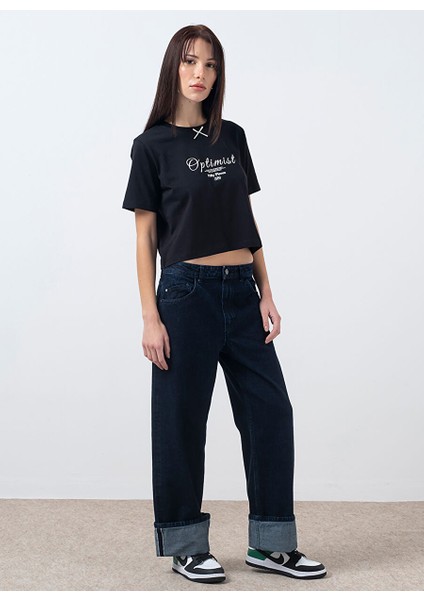 Siyah Kadın Normal T-Shirt