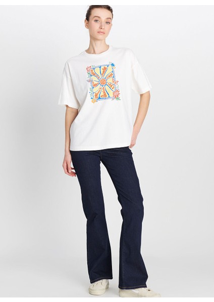 Ekru Kadın Loose Fit T-Shirt W2510751102-GRAFIK Logo Loose T-Shi