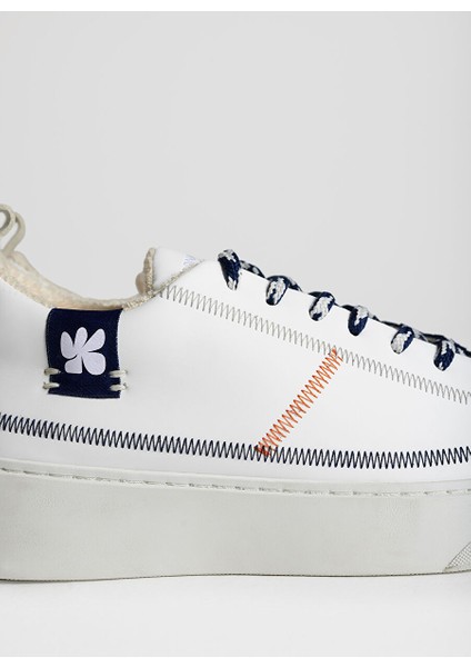 Beyaz-Mavi Kadın Deri Sneaker Apt modelleri