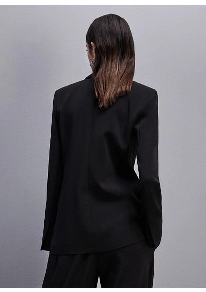 Siyah Kadın Kruvaze Yaka Standart Blazer 8S0483 fırsatları