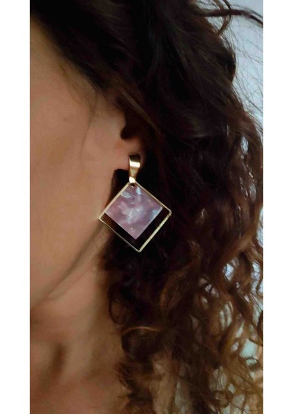 Çelik Baklava Model Mine Taşlı Küpe modelleri