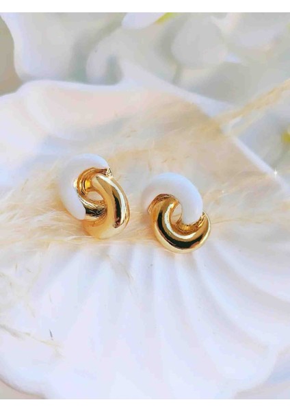 Çelik Çift Yarım Halka Renkli Küpe Yeni Sezon Trend Modeller