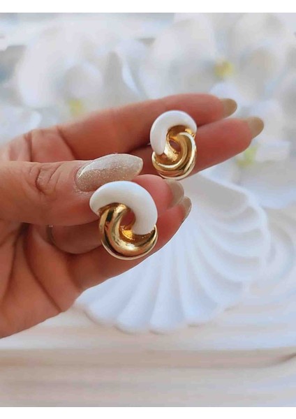 Çelik Çift Yarım Halka Renkli Küpe Yeni Sezon Trend Modeller fiyatları