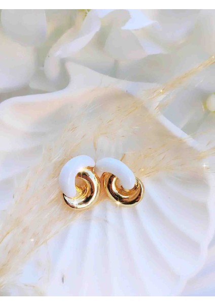 Çelik Çift Yarım Halka Renkli Küpe Yeni Sezon Trend Modeller fırsatları