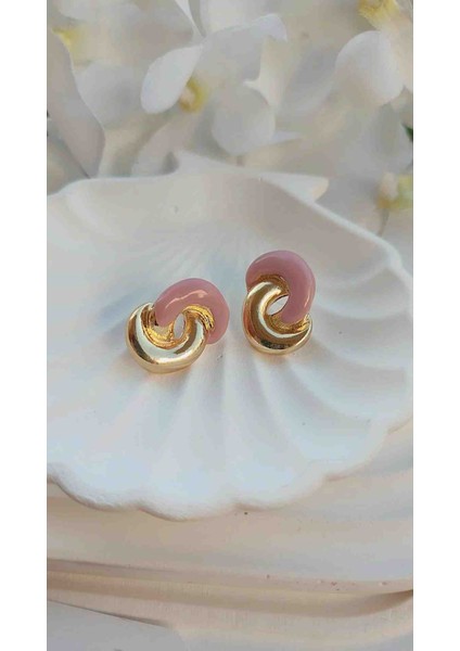 Çelik Çift Yarım Halka Renkli Küpe Yeni Sezon Trend Modeller modelleri