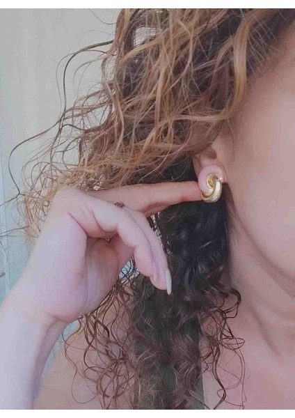 Çelik Çift Yarım Halka Renkli Küpe Yeni Sezon Trend Modeller fırsatları