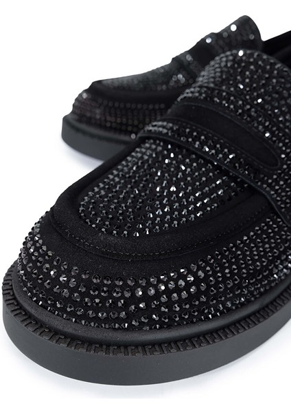 Siyah Kadın Süet Loafer 1061 2301-1 Bn Ayk SK24-25 modelleri