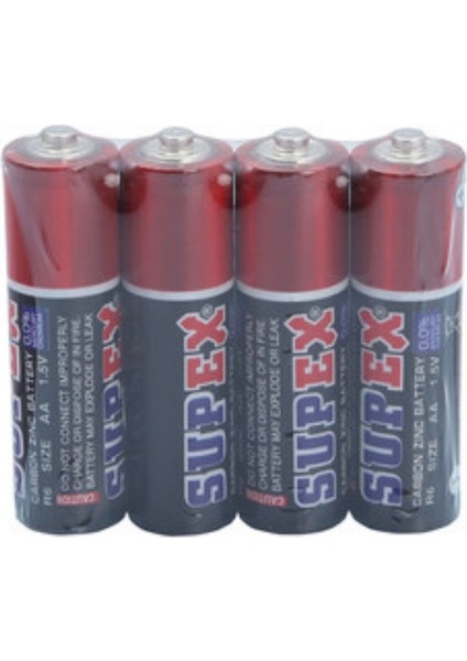 Supex R6 Aa 1.5V Kalem Pil 4’lü Paket – Çinko Karbon Teknolojisi, Uzun Ömürlü Güç, Kumanda, Oyuncak, Saat Gibi Düşük Enerjili Cihazlar Için Ekonomik ve Güvenilir Enerji Kaynağı