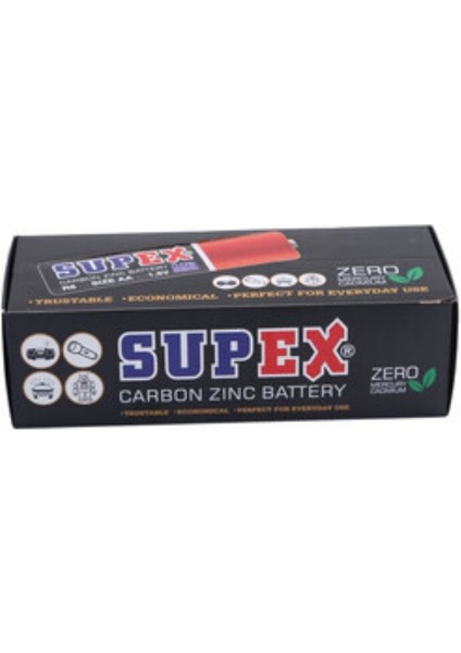 Supex R6 Aa 1.5V Kalem Pil 4’lü Paket – Çinko Karbon Teknolojisi, Uzun Ömürlü Güç, Kumanda, Oyuncak, Saat Gibi Düşük Enerjili Cihazlar Için Ekonomik ve Güvenilir Enerji Kaynağı fiyatları