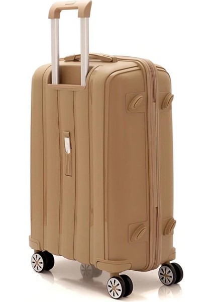 V305 Ultra Hafif Plastik Materyal Polipropilen Kabin Boy Valiz - Şampanya modelleri