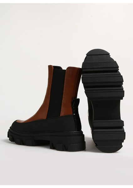 Kahverengi-Siyah Kadın Bot Onltola-11 Pu Chunky Boot