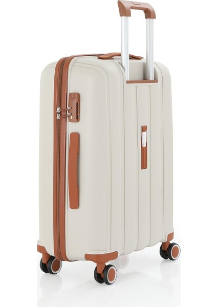 V305 Ultra Hafif Plastik Materyal Polipropilen Kabin Boy Valiz - Kemik Kahve fiyatları