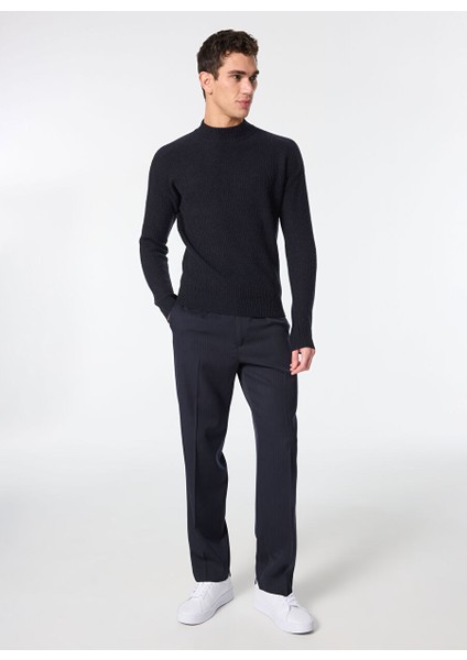 Lacivert Erkek Bisiklet Slim Fit Kazak Q M170 5623 modelleri