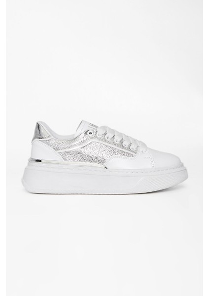 Kadın Beyaz Gümüş Suni Deri Sneakers & Spor Ayakkabı