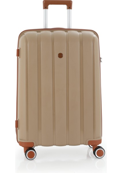 V305 Ultra Hafif Plastik Materyal Polipropilen Kabin Boy Valiz - Şampanya Kahve fiyatları