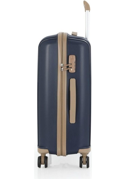 V305 Ultra Hafif Plastik Materyal Polipropilen Kabin Boy Valiz - Lacivert Şampanya fırsatları
