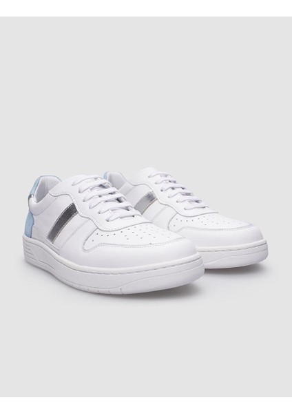 Beyaz-Mavi Kadın Deri Sneaker 124685S fiyatları