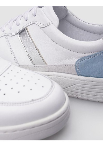 Beyaz-Mavi Kadın Deri Sneaker 124685S fırsatları
