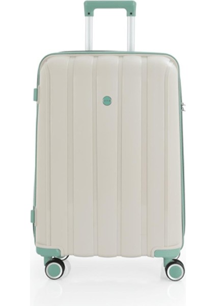 V305 Ultra Hafif Plastik Materyal Polipropilen Kabin Boy Valiz - Kemik Su Yeşili