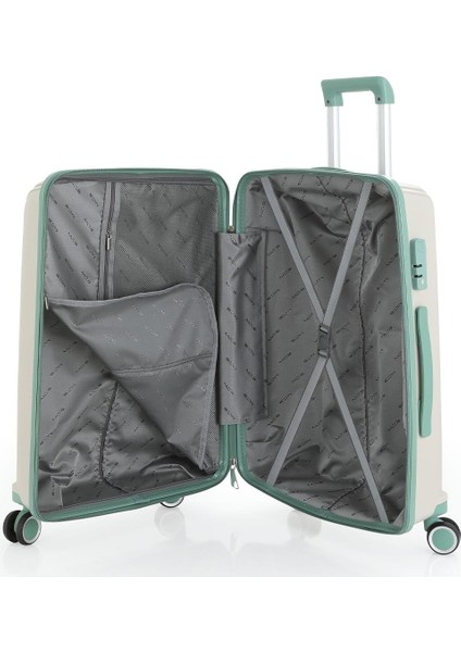 V305 Ultra Hafif Plastik Materyal Polipropilen Kabin Boy Valiz - Kemik Su Yeşili fırsatları