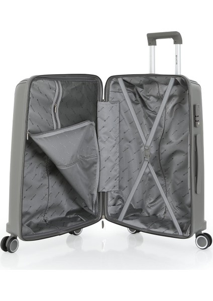 V305 Ultra Hafif Plastik Materyal Polipropilen Kabin Boy Valiz - Gri fırsatları