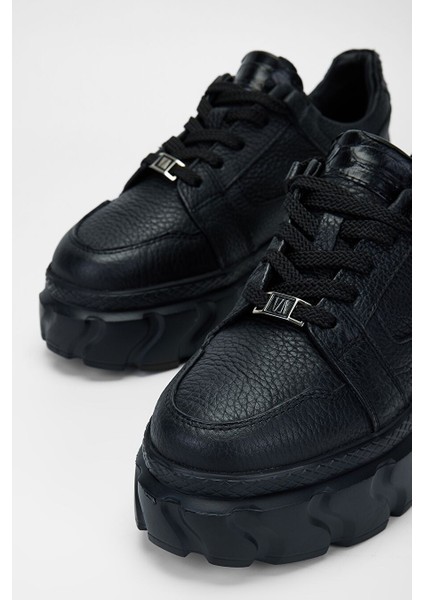 Siyah Kadın Deri Sneaker 1011 6186 Bn Ayk SK23/24