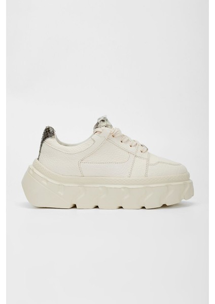 Kadın Bej Floter Hakiki Deri Sneakers & Spor Ayakkabı